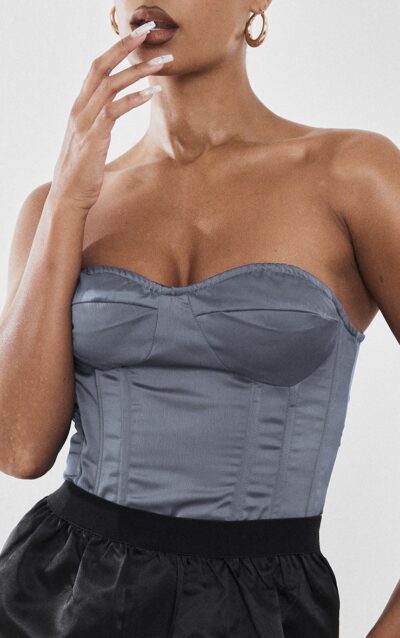 Corset satin dusty blue PrettyLittleThing | EU34 / XS/S