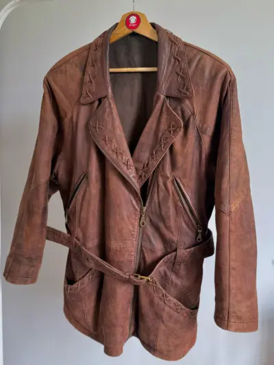 Jacheta din piele naturala unisex cu detalii Western | marimea M-L